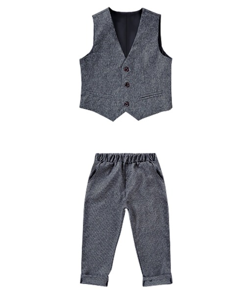 【セール】キッズ セットアップ長袖ジャケット+ベスト+シャツ+コサージュ+パンツ+ブローチ 6点セット（セットアップ）｜DAY CLOSET（デイ クローゼット）