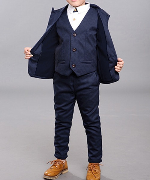 【セール】キッズ セットアップ長袖ジャケット+ベスト+シャツ+コサージュ+パンツ+ブローチ 6点セット（セットアップ）｜DAY CLOSET（デイ クローゼット）