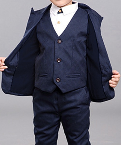 【セール】キッズ セットアップ長袖ジャケット+ベスト+シャツ+コサージュ+パンツ+ブローチ 6点セット（セットアップ）｜DAY CLOSET（デイ クローゼット）