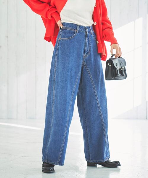 coen(コーエン)の「ワイドシームデニムパンツ(デニムパンツ・レディース・コバルトブルー/ナチュラル・S/M/L)」の2枚目の写真