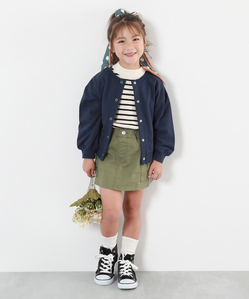 devirock（デビロック）の「綿100% ミニ裏毛  2WAY カラーカーディガン（カーディガン/ボレロ・キッズ・ピンク/グリーン/パープル系その他/ダークオレンジ/ブラック/ブルー系その他3/レッド系2/ライラック/ネイビー・120cm/110cm/130cm/150cm/160cm/140cm/100cm）」の10枚目の写真