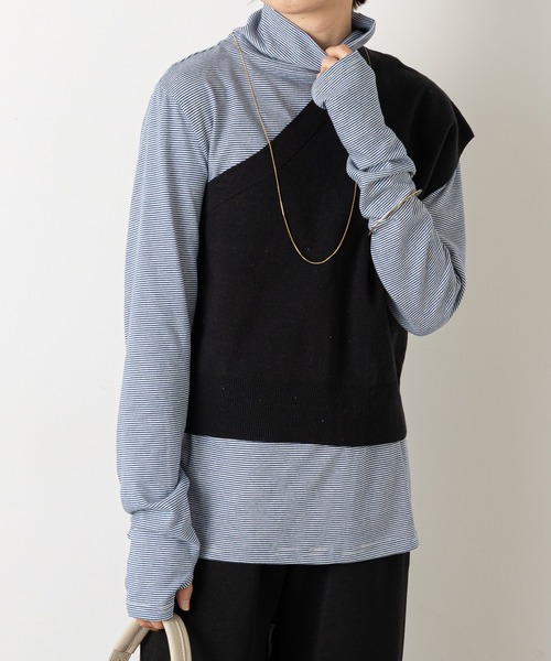 Omekashi（オメカシ）の「ワンショルニットベスト（ベスト・レディース・ブラック/ベージュ・FREE）」の3枚目の写真