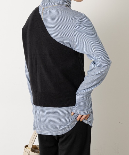 Omekashi（オメカシ）の「ワンショルニットベスト（ベスト・レディース・ブラック/ベージュ・FREE）」の10枚目の写真