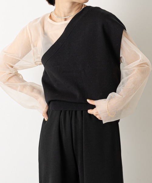 Omekashi（オメカシ）の「ワンショルニットベスト（ベスト・レディース・ブラック/ベージュ・FREE）」の18枚目の写真
