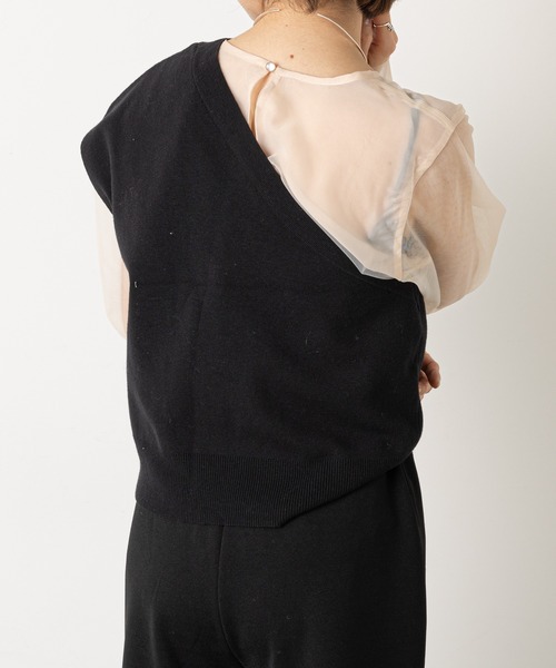 Omekashi（オメカシ）の「ワンショルニットベスト（ベスト・レディース・ブラック/ベージュ・FREE）」の22枚目の写真