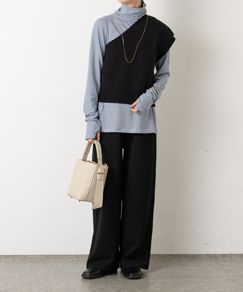 Omekashi（オメカシ）の「ワンショルニットベスト（ベスト・レディース・ブラック/ベージュ・FREE）」の11枚目の写真