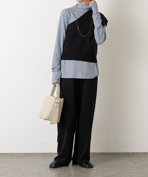 Omekashi（オメカシ）の「ワンショルニットベスト（ベスト・レディース・ブラック/ベージュ・FREE）」の13枚目の写真