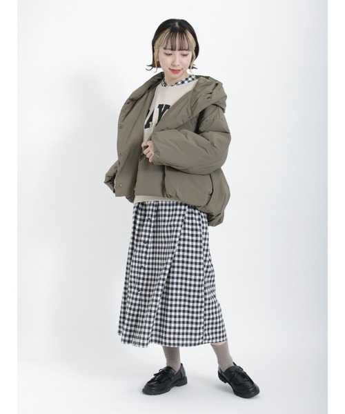 Samansa Mos2（サマンサ モスモス）の「ダウンフェザーフードブルゾン（ブルゾン・レディース・カーキ/ベージュ/チャコール・ﾌﾘ-）」の8枚目の写真