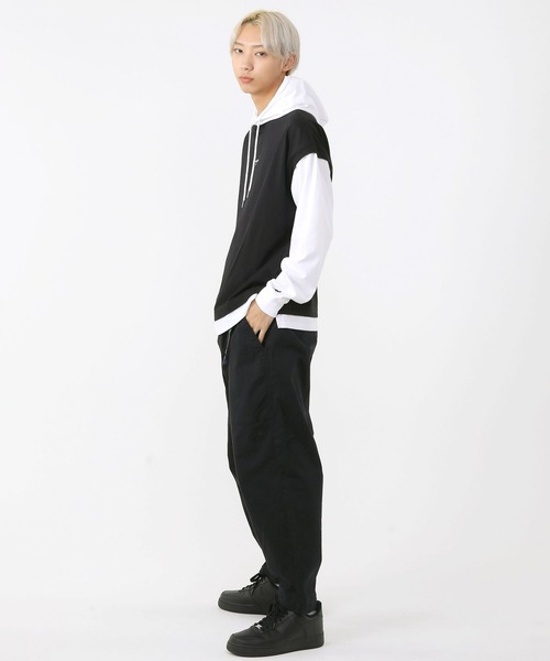 KANGOL（カンゴール）の「KANGOL/カンゴール オーバーサイズ レイヤード スリーブ Tシャツ パーカー 筆記体ロゴ 刺繍 無地 長袖 プルオーバー フーディー（パーカー・メンズ・グレイッシュベージュ/ミント/ブラック・M/L/S）」の20枚目の写真