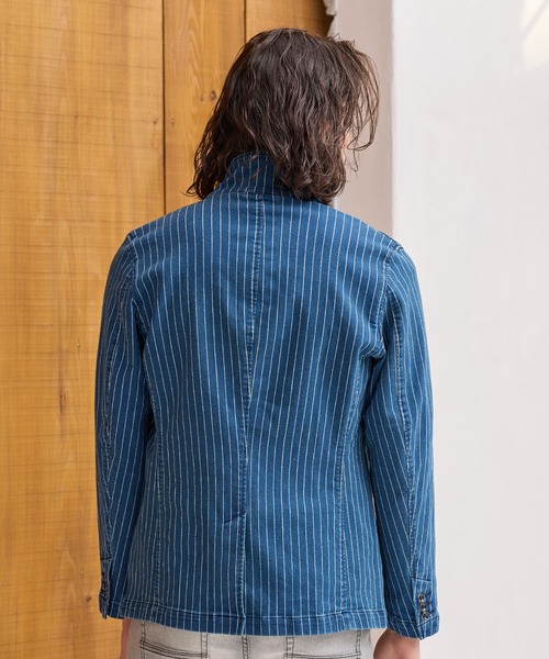 RATTLE TRAP（ラトルトラップ）の「10.25ozストレッチデニムブルゾン（デニムジャケット・メンズ・ネイビー/ベージュ/ブルー/ベージュ系/ストライプ・LL/L/M）」の10枚目の写真