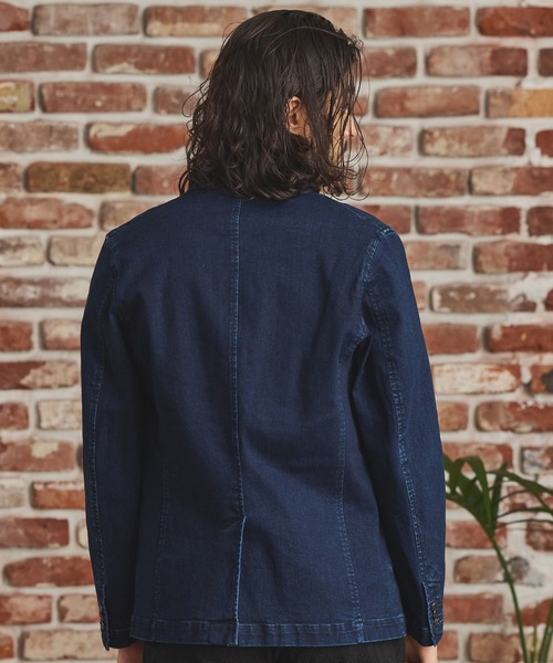 RATTLE TRAP（ラトルトラップ）の「10.25ozストレッチデニムブルゾン（デニムジャケット・メンズ・ネイビー/ベージュ/ブルー/ベージュ系/ストライプ・LL/L/M）」の16枚目の写真