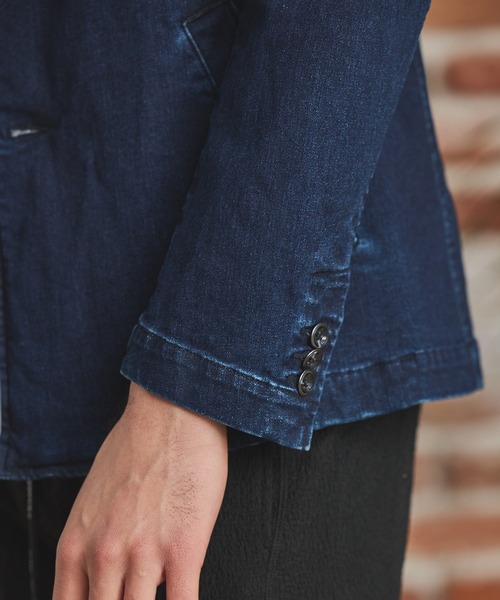 RATTLE TRAP（ラトルトラップ）の「10.25ozストレッチデニムブルゾン（デニムジャケット・メンズ・ネイビー/ベージュ/ブルー/ベージュ系/ストライプ・LL/L/M）」の18枚目の写真