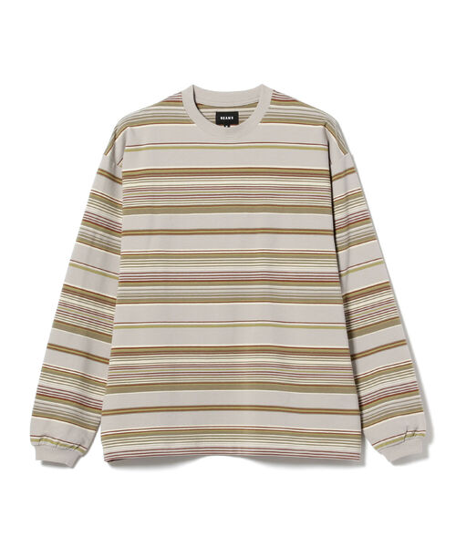 BEAMS（ビームス）の「BEAMS / マルチボーダー クルーネック Tシャツ（Tシャツ/カットソー・メンズ・サックスブルー/ワイン/ライトグレー・M/S/L/XL）」の10枚目の写真