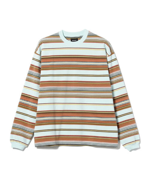 BEAMS（ビームス）の「BEAMS / マルチボーダー クルーネック Tシャツ（Tシャツ/カットソー・メンズ・サックスブルー/ワイン/ライトグレー・M/S/L/XL）」の18枚目の写真