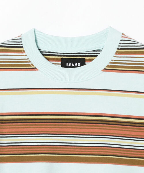 BEAMS（ビームス）の「BEAMS / マルチボーダー クルーネック Tシャツ（Tシャツ/カットソー・メンズ・サックスブルー/ワイン/ライトグレー・M/S/L/XL）」の19枚目の写真