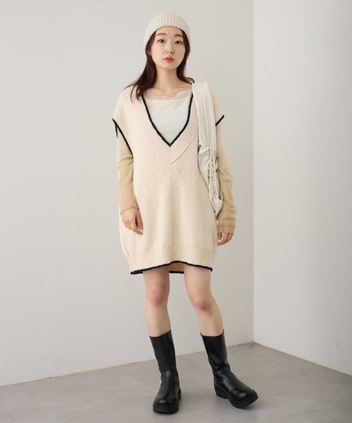 Kastane(カスタネ)の「【2023SSアイテム/WEB限定】チルデンニットベスト(ベスト・レディース・ブラック/アイボリー・FREE)」の5枚目の写真