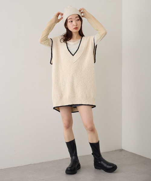 Kastane(カスタネ)の「【2023SSアイテム/WEB限定】チルデンニットベスト(ベスト・レディース・ブラック/アイボリー・FREE)」の7枚目の写真