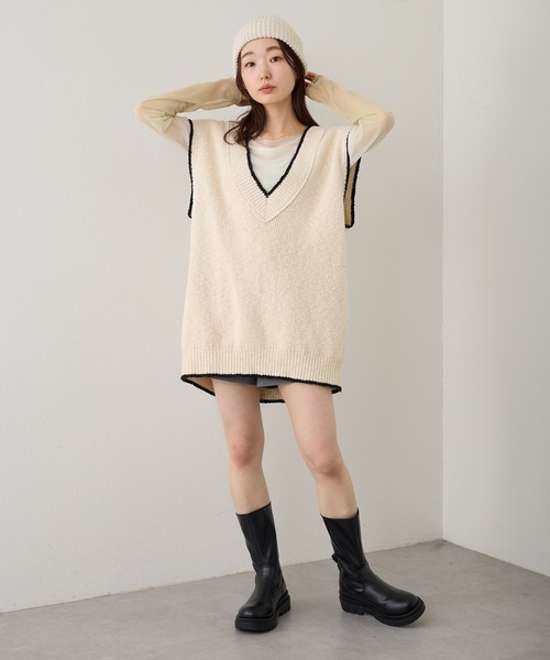 Kastane(カスタネ)の「【2023SSアイテム/WEB限定】チルデンニットベスト(ベスト・レディース・ブラック/アイボリー・FREE)」の8枚目の写真