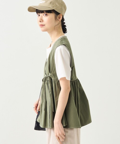 FREAK'S STORE（フリークスストア）の「カシュクール配色ステッチベスト（ベスト・レディース・オリーブ/ブラック/オフホワイト・ﾌﾘ-）」の11枚目の写真