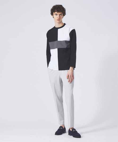 ABAHOUSE GRAY(アバハウスグレイ)の「【パネル切替】ポンチ 長袖 Tシャツ(Tシャツ/カットソー・メンズ・グレイッシュベージュ/ホワイト/ブラック・46/48)」の4枚目の写真
