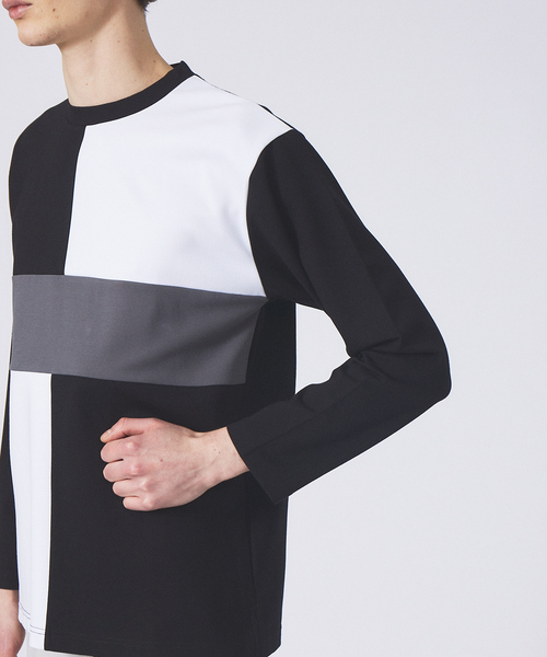 ABAHOUSE GRAY(アバハウスグレイ)の「【パネル切替】ポンチ 長袖 Tシャツ(Tシャツ/カットソー・メンズ・グレイッシュベージュ/ホワイト/ブラック・46/48)」の8枚目の写真