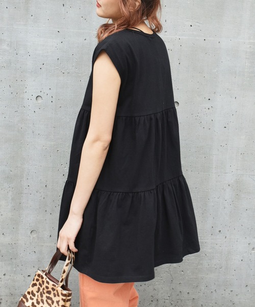 CUBE SUGAR(キューブシュガー)の「無地カットソーティアードプルオーバー(チュニック・レディース・ピンク/オレンジ/ブラック/イエロー/ホワイト・M)」の3枚目の写真