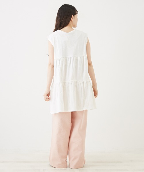 CUBE SUGAR(キューブシュガー)の「無地カットソーティアードプルオーバー(チュニック・レディース・ピンク/オレンジ/ブラック/イエロー/ホワイト・M)」の17枚目の写真