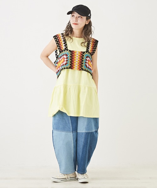 CUBE SUGAR(キューブシュガー)の「無地カットソーティアードプルオーバー(チュニック・レディース・ピンク/オレンジ/ブラック/イエロー/ホワイト・M)」の18枚目の写真