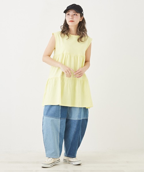 CUBE SUGAR(キューブシュガー)の「無地カットソーティアードプルオーバー(チュニック・レディース・ピンク/オレンジ/ブラック/イエロー/ホワイト・M)」の19枚目の写真