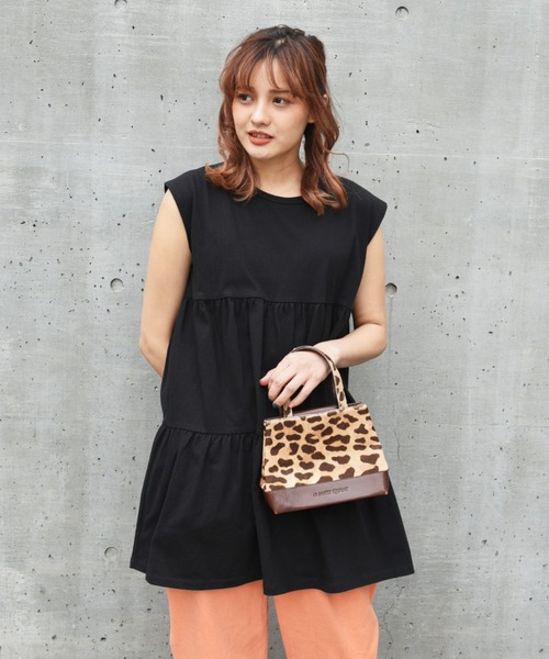 CUBE SUGAR(キューブシュガー)の「無地カットソーティアードプルオーバー(チュニック・レディース・ピンク/オレンジ/ブラック/イエロー/ホワイト・M)」の9枚目の写真