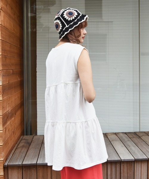 CUBE SUGAR(キューブシュガー)の「無地カットソーティアードプルオーバー(チュニック・レディース・ピンク/オレンジ/ブラック/イエロー/ホワイト・M)」の8枚目の写真