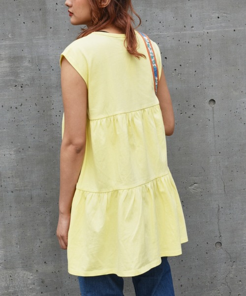 CUBE SUGAR(キューブシュガー)の「無地カットソーティアードプルオーバー(チュニック・レディース・ピンク/オレンジ/ブラック/イエロー/ホワイト・M)」の11枚目の写真