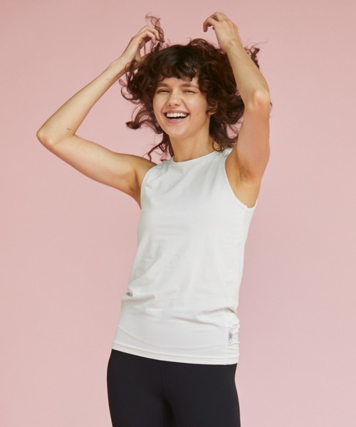 Julier Yoga and Relax(ジュリエヨガアンドリラックス)の「Julier Ecocoベア天竺タンクトップ(その他トップス・レディース・ピンク/ホワイト/ブラック・1/0)」の4枚目の写真