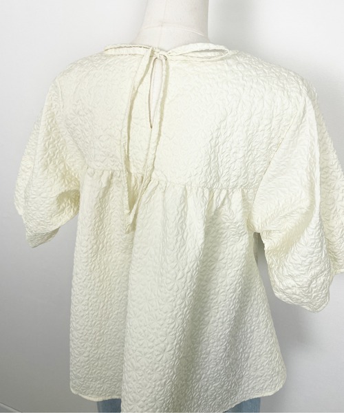 Meli rich（メリーリッチ）の「ジャガードペプラム5分袖ブラウス（シャツ/ブラウス・レディース・アイボリー/イエロー/ブラック・FREE）」の13枚目の写真