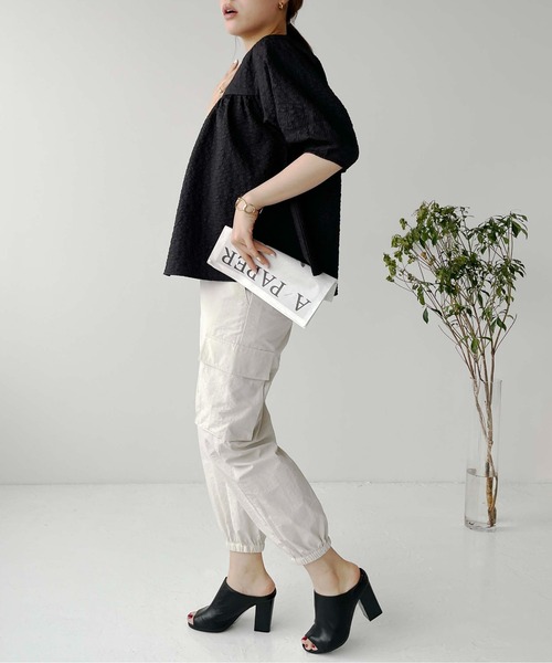 Meli rich（メリーリッチ）の「ジャガードペプラム5分袖ブラウス（シャツ/ブラウス・レディース・アイボリー/イエロー/ブラック・FREE）」の20枚目の写真