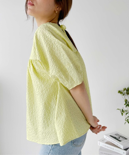 Meli rich（メリーリッチ）の「ジャガードペプラム5分袖ブラウス（シャツ/ブラウス・レディース・アイボリー/イエロー/ブラック・FREE）」の22枚目の写真