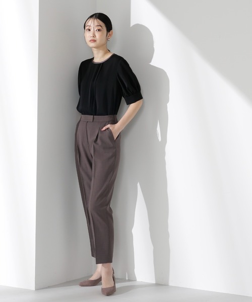 NATURAL BEAUTY BASIC（ナチュラルビューティーベーシック）の「◇＜リネンライクセットアップ＞テーパードパンツ（その他パンツ・レディース・グレイッシュベージュ/チャコールグレー・LARGE/X-SMALL/MEDIUM/SMALL）」の16枚目の写真