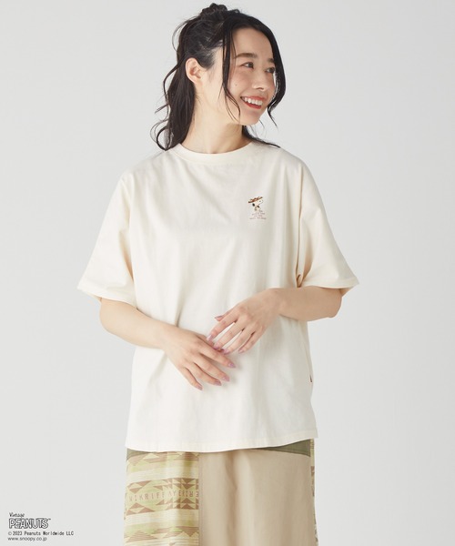 KRIFF MAYER Lady's Collection（クリフメイヤーレディースコレクション）の「スヌーピードルマンT（Tシャツ/カットソー・レディース・カーキ/ライトブラウン/チャコール/カラフル/ナチュラル・LARGE/MEDIUM）」の15枚目の写真