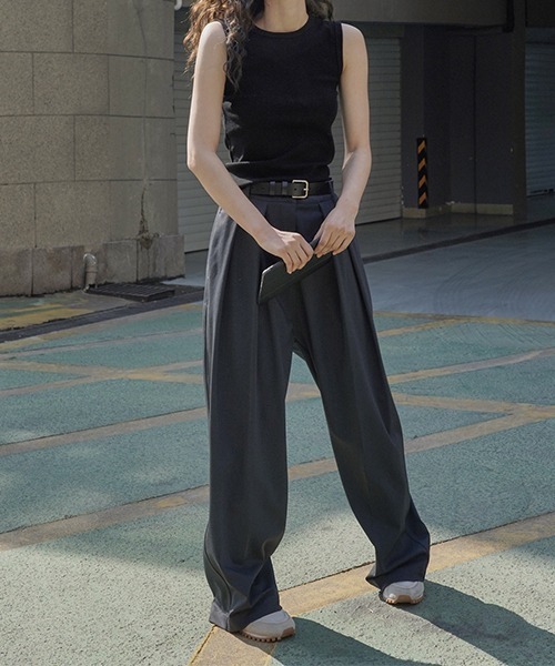 recto ノースリーブトップス　ブラック 送料無料/再入荷】 ボックスシルエットブラウス 4色 M L 洗える