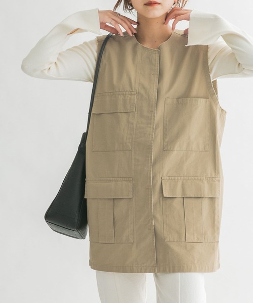 KBF（ケイビーエフ）の「カットオフミリタリーベスト（ベスト・レディース・ブラック/ベージュ/カーキ・ONE）」の3枚目の写真