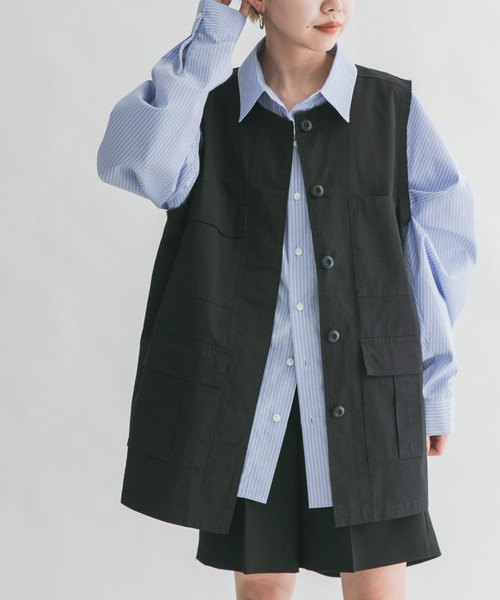 KBF（ケイビーエフ）の「カットオフミリタリーベスト（ベスト・レディース・ブラック/ベージュ/カーキ・ONE）」の2枚目の写真