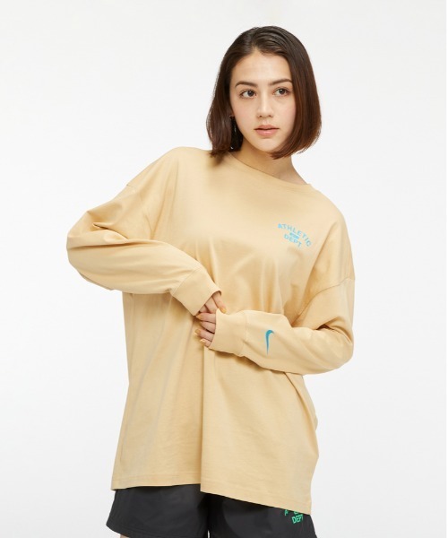 NIKE（ナイキ）の「ナイキ スポーツウェア ウィメンズ ロングスリーブ トップ / Nike Sportswear Women's Long-Sleeve Top＜XS-2XL 展開＞（Tシャツ/カットソー・レディース・ブラウン系その他2/ブラック/クリーム・XS/S/2XL/L/M/XL）」の2枚目の写真