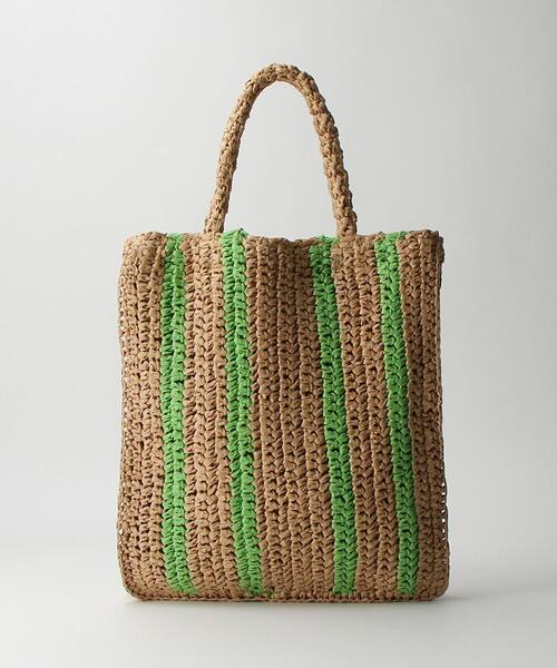 BEAUTY&YOUTH UNITED ARROWS(ビューティーアンドユースユナイテッドアローズ)の「ペーパー ストライプ トートバッグ/かごバッグ(かごバッグ・レディース・ピンク/ライム・FREE)」の9枚目の写真