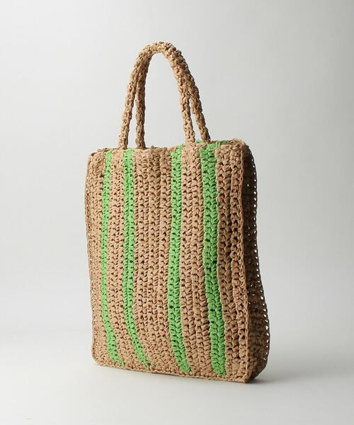 BEAUTY&YOUTH UNITED ARROWS(ビューティーアンドユースユナイテッドアローズ)の「ペーパー ストライプ トートバッグ/かごバッグ(かごバッグ・レディース・ピンク/ライム・FREE)」の10枚目の写真