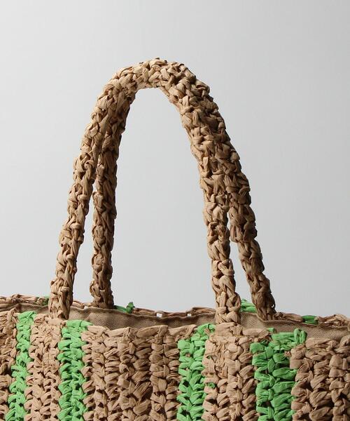 BEAUTY&YOUTH UNITED ARROWS(ビューティーアンドユースユナイテッドアローズ)の「ペーパー ストライプ トートバッグ/かごバッグ(かごバッグ・レディース・ピンク/ライム・FREE)」の11枚目の写真