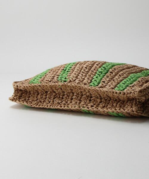 BEAUTY&YOUTH UNITED ARROWS(ビューティーアンドユースユナイテッドアローズ)の「ペーパー ストライプ トートバッグ/かごバッグ(かごバッグ・レディース・ピンク/ライム・FREE)」の12枚目の写真