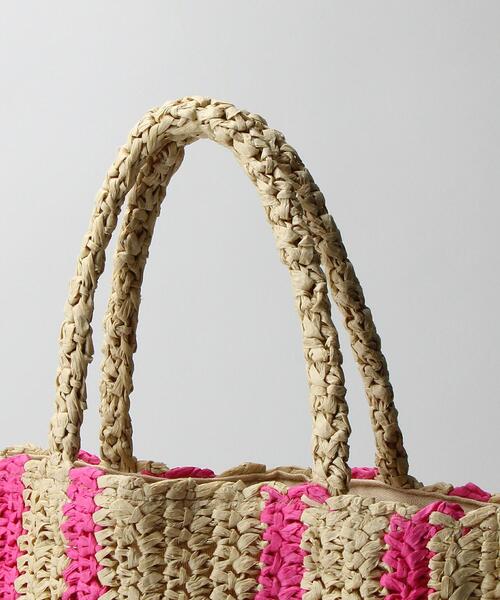 BEAUTY&YOUTH UNITED ARROWS(ビューティーアンドユースユナイテッドアローズ)の「ペーパー ストライプ トートバッグ/かごバッグ(かごバッグ・レディース・ピンク/ライム・FREE)」の18枚目の写真