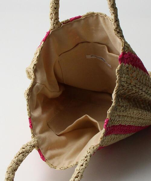 BEAUTY&YOUTH UNITED ARROWS(ビューティーアンドユースユナイテッドアローズ)の「ペーパー ストライプ トートバッグ/かごバッグ(かごバッグ・レディース・ピンク/ライム・FREE)」の19枚目の写真