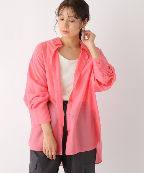 LEPSIM(レプシィム)の「アソートシアー長袖シャツ 177298(シャツ/ブラウス・レディース・ブラック/ベージュ/ピンク/オフホワイト/イエロー/ブルー・FREE)」の6枚目の写真