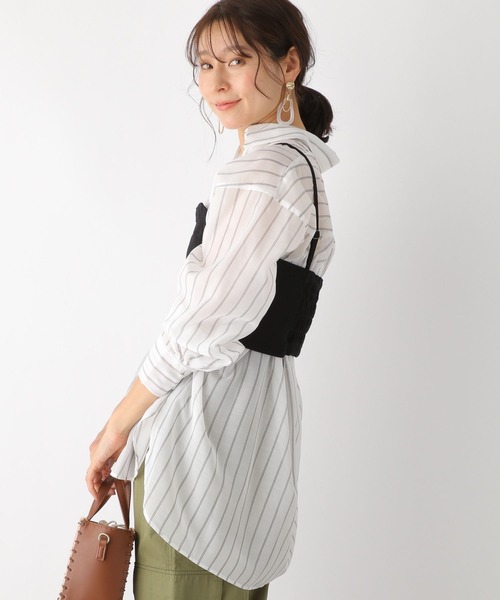 LEPSIM(レプシィム)の「アソートシアー長袖シャツ 177298(シャツ/ブラウス・レディース・ブラック/ベージュ/ピンク/オフホワイト/イエロー/ブルー・FREE)」の2枚目の写真